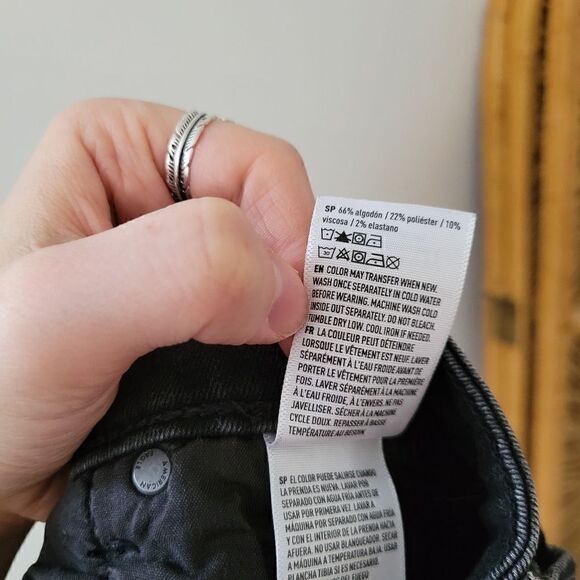 American Eagle Hi-Rise Shortie Black Distressed Shorts Raw Hem 4 - Picture 2 of 7